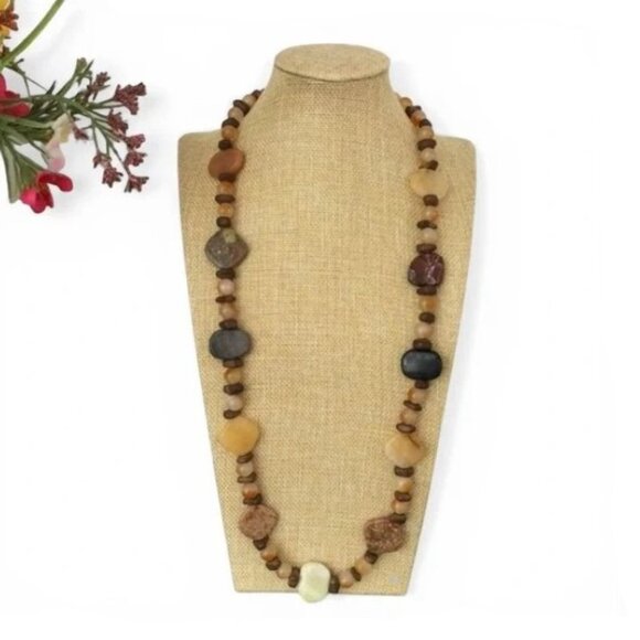 Artisan Semi‑Precious Stone Necklace - Ferruginous Quartz - Silver‑Tone - 31"L - Picture 15 of 16